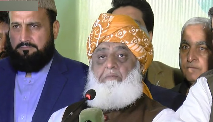 Pakistan Democratic Movement chief Maulana Fazlur Rehman in Islamabad on December 6, 2021. — YouTube/HumNewsLive