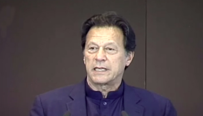 Prime Minister Imran Khan addressing the condolence reference for the Sri Lankan national Priyantha Diyawadana at Prime Minister’s Office in Islamabad on December 7, 2021. — YouTube/HumNewsLive