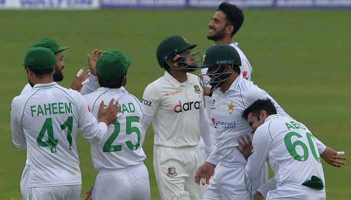 Mushfiqur Rahim walks away after being dismissed. Photo: AFP