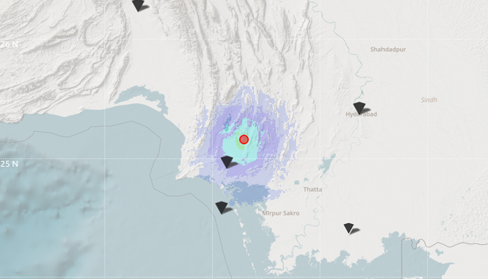 Image shows areas affected by the earthquake, measuring 4.1 magnitude on the Richter scale, in Karachi and surrounding areas on December 8, 2021. — Twitter/pmdgov