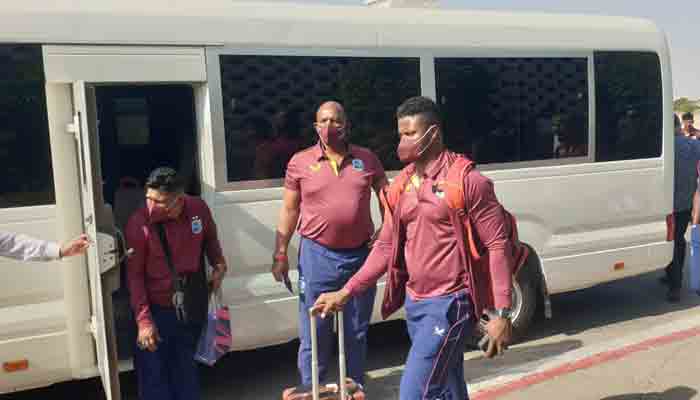 West Indian cricket team arrives in Karachi.