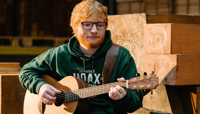 Sheeran donated the guitar to a primary school to help fund a music pod and disabled access facilities