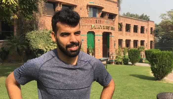 Pakistani leg-spinner Shadab Khan speaks to media. Photo: author