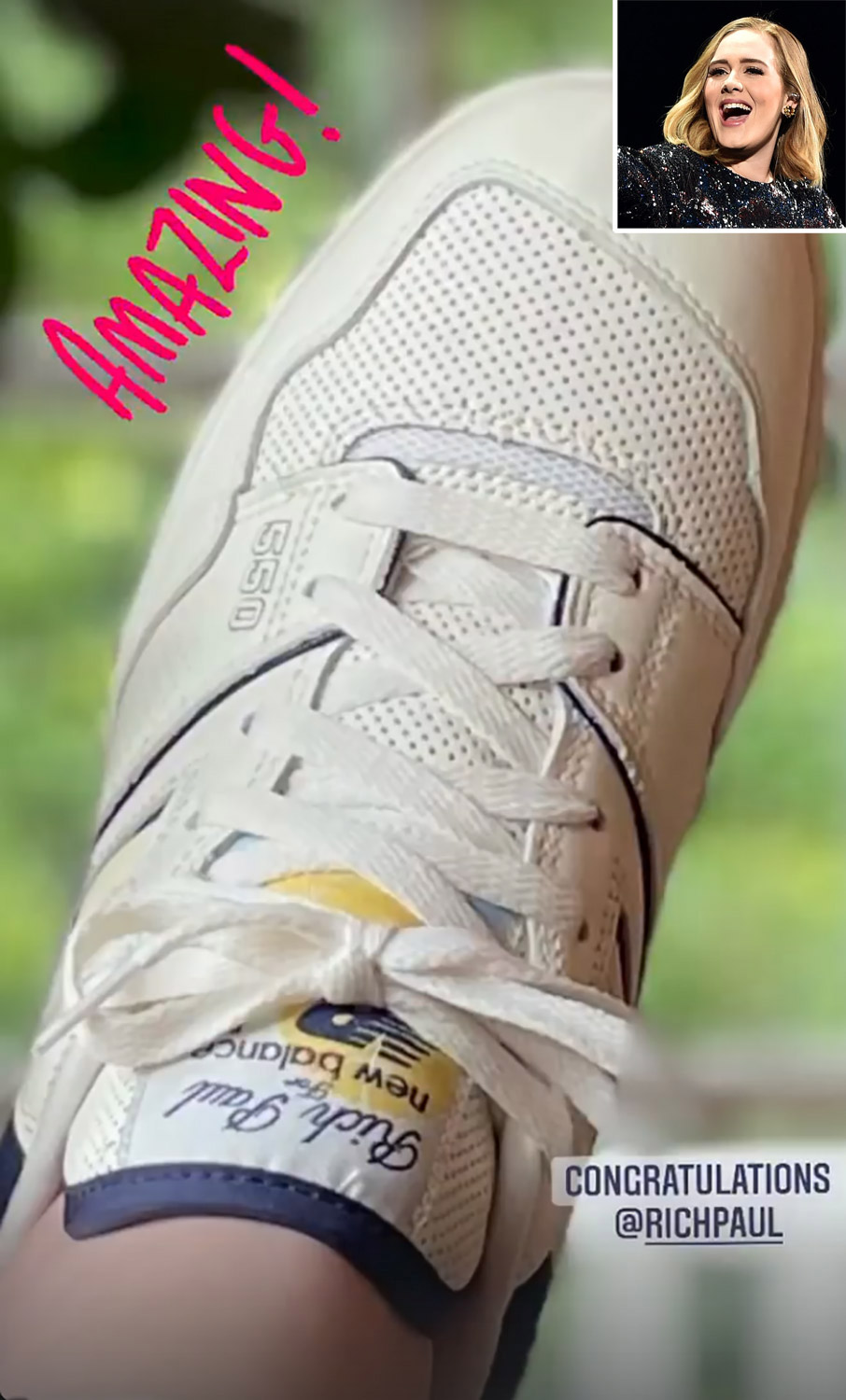 Adele comes out in support of beau Rich Pauls Sneaker Collab on Instagram