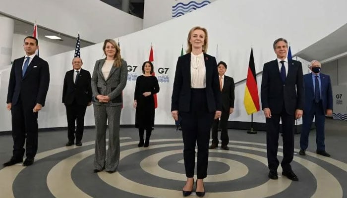 G7 foreign ministers met in Liverpool, northwest England, for talks about Russias military build-up on the border with Ukraine, an assertive China and other threats. AFP