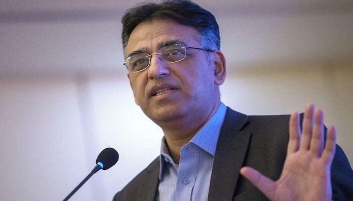 Federal Minister for Planning, Development and Special Initiative Asad Umar speaks at an event. Photo: file