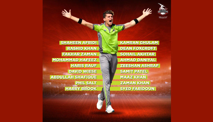 Lahore Qalandars mengumumkan skuad final untuk turnamen