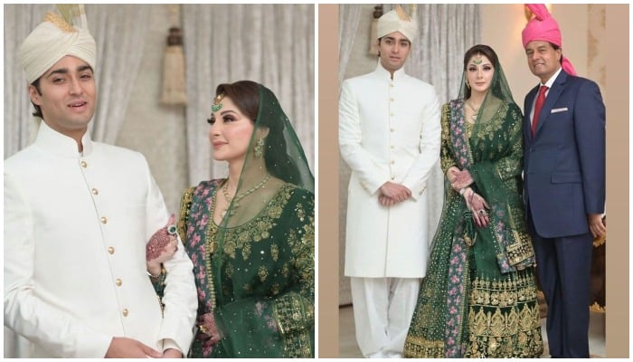 PML-N President Maryam Nawaz posing with her son, Junaid Safdar (L) and her husband Captain Safdar (R). — social media