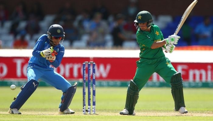Pemukul Pakistan dalam bentuk di pertandingan Piala Dunia Kriket Wanita ICC melawan saingannya India.  Photp/GettyImages