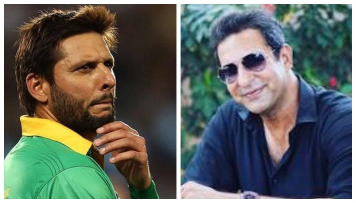 Former Pakistan captains Shahid Afridi (left) and Wasim Akram (right). Photo: file