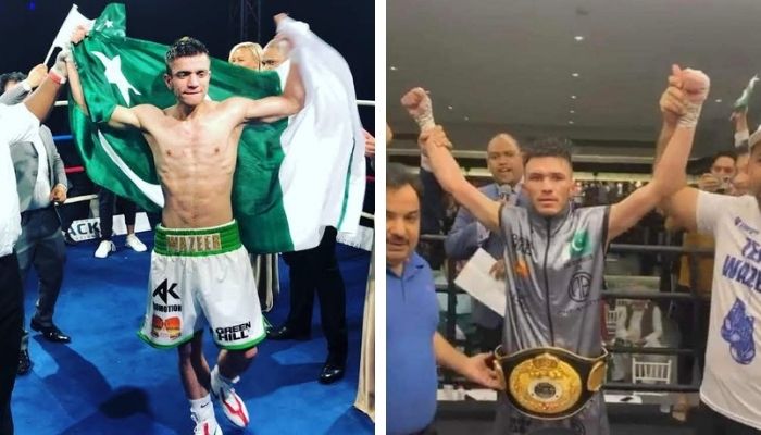 Images of Usman Wazeer (Left) and Asif Hazara (Right) after winning after winning international boxing award. Photo/File