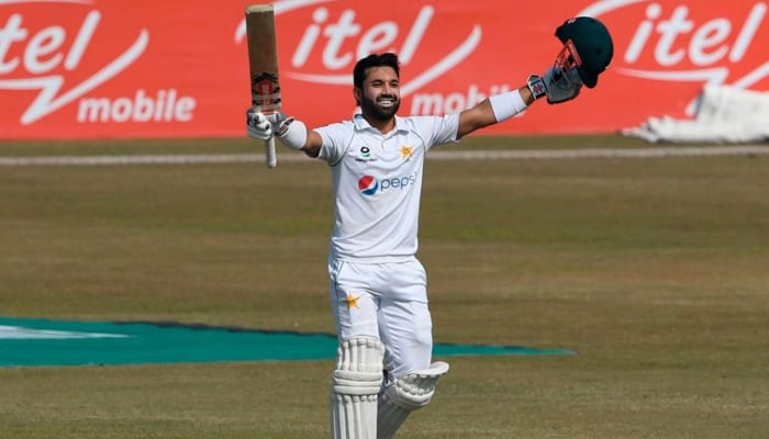 Pakistan’s wicket-keeper-batsman Muhammad Rizwan gestures during a Test match. — Sussexcricket