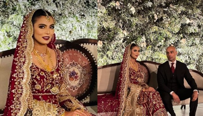 In Pictures: Mushk Kaleem dazzles in maroon for her baraat