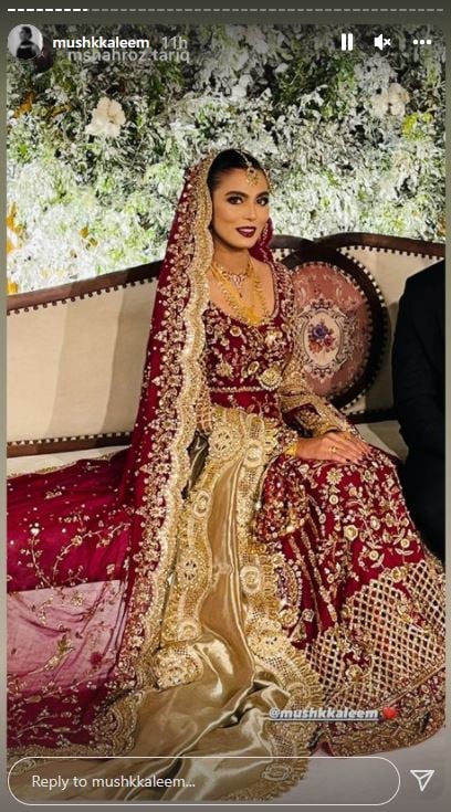 In Pictures: Mushk Kaleem dazzles in maroon for her baraat