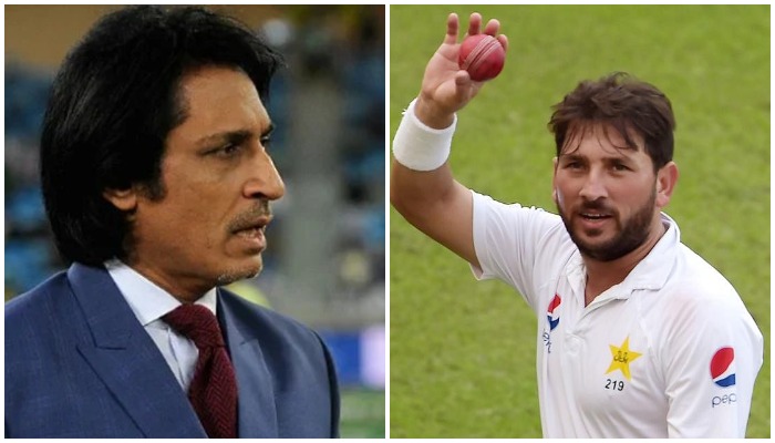 PCB chief Ramiz Raja (left) and Pakistanileg-spinner Yasir Shah. Photo: AFP/ Twitter