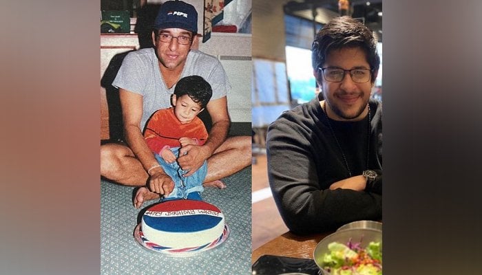 Former Pakistan cricket captain Wasim Akram pictured with Tahmoor Akram when he was a young boy (L) and Tahmoor Akram. — Photo courtesy Instagram/Wasim Akram