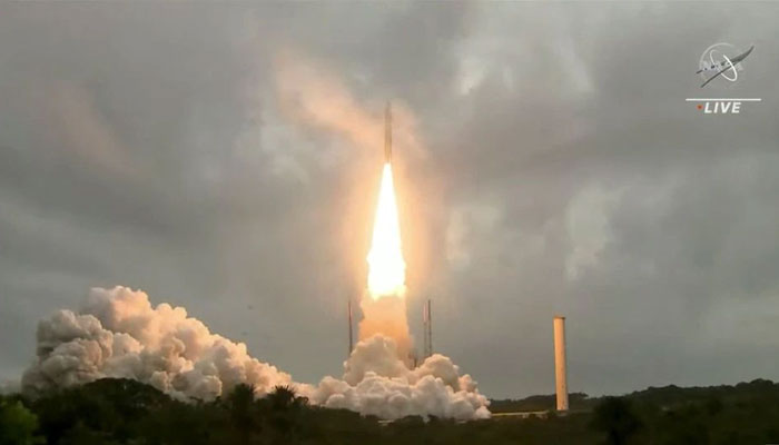 Arianespaces Ariane 5 rocket, with NASA’s James Webb Space Telescope onboard, launches from Europe’s Spaceport, the Guiana Space Center in Kourou, French Guiana December 25, 2021 in a still image from video. — Reuters
