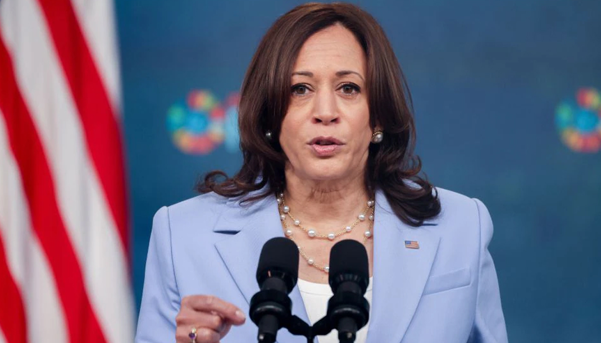 US Vice President Kamala Harris makes virtual remarks from the South Court Auditorium at the White House Complex in Washington, US, during the Generation Equality Forum in Paris, June 30, 2021. — Reuters/File