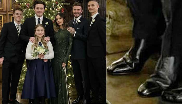 Victoria Beckhams fans spot David standing on his tippy toes in adorable Christmas family photo