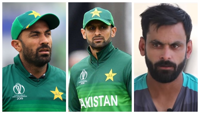 Fast bowler Wahab Riaz (from left), Shoaib Malik and Mohammad Hafeez. Photos: Geo.tv/ file