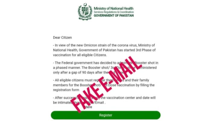 Screengrab of fake email being circulated. — NCOC