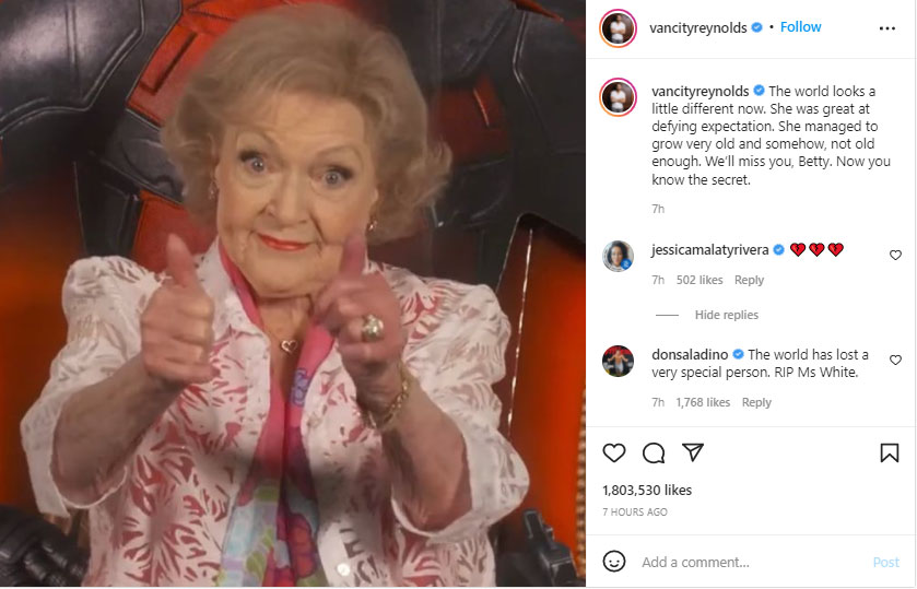 Hollywood pens tributes for late icon Betty White