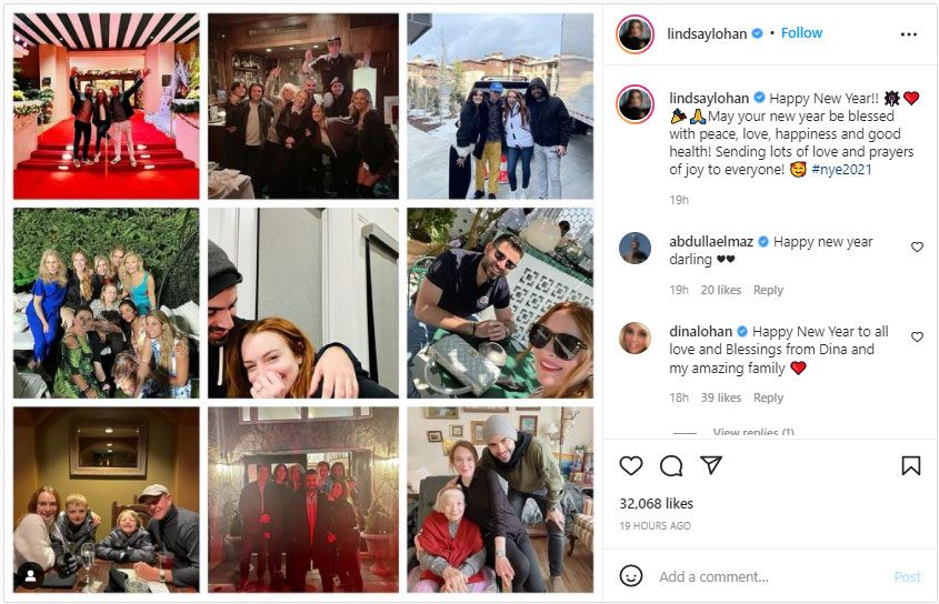 Pic: Lindsay Lohan pens loving note in honor of the New Year