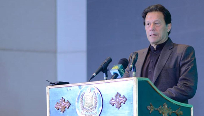 Prime Minister Imran Khan addressing the launching ceremony of Green Stimulus – Turning Concept into Reality in Islamabad on January 4, 2022. — PID