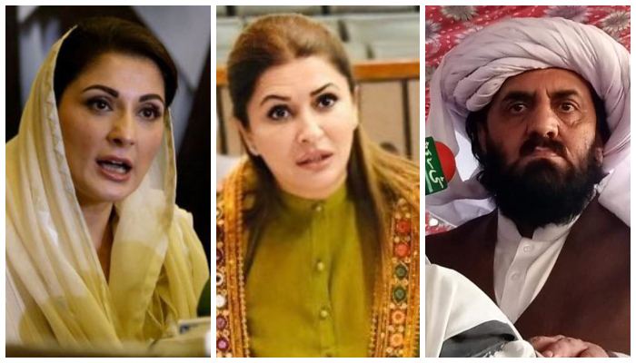 PML-N Vice-President Maryam Nawaz (left), PPP’s Central Information Secretary Shazia Marri (centre), and Pakistan Democratic Movement (PDM) spokesperson Hafiz Hamdullah. — Reuters/Twitter/File