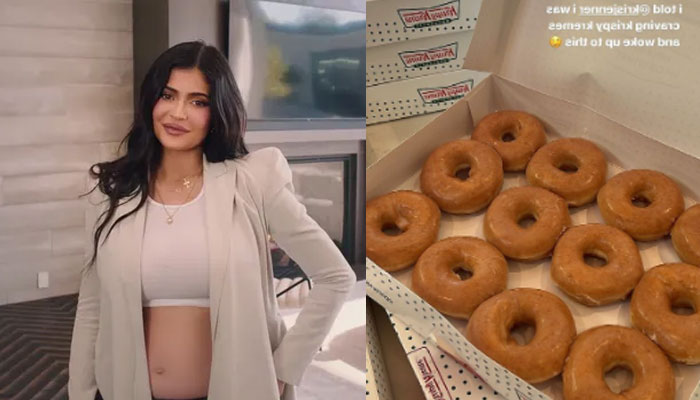Pregnant Kylie Jenner munches on Krispy Kremes from mom Kris Jenner