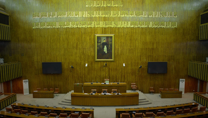 This undated file photo shows the hall of the Senate of Pakistan, located in the east wing of the Parliament Building, Islamabad. — Senate of Pakistan