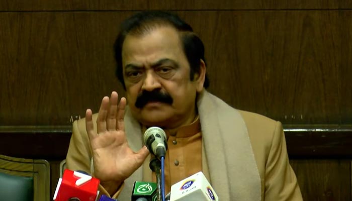 PML-N leader Rana Sanaullah addressing a press conference in Lahore on January 6, 2021. — YouTube
