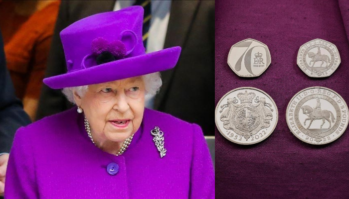 The special design on the commemorative Platinum Jubilee coin depicts the Queen on horseback