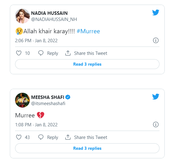 Celebrities take to Internet to mourn lives lost in Murree snowstorm tragedy
