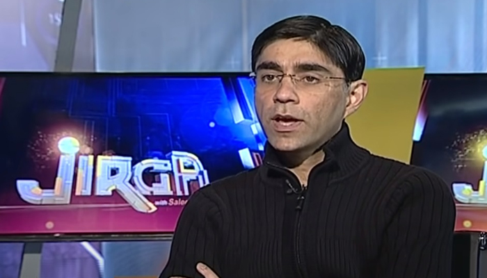National Security Policy (NSA) Dr Moeed Yusuf  speaks during an interview on Geo News programme Jirga on January 10, 2021. — Geo News