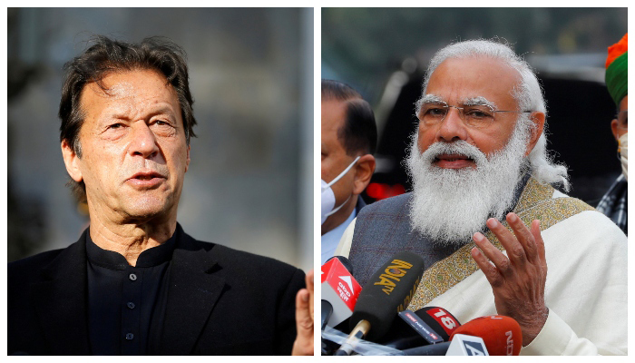 Prime Minister Imran Khan speaks during a joint news conference with ex-Afghan President Ashraf Ghani (not pictured) at the presidential palace in Kabul, Afghanistan November 19, 2020 (left) and Indias Prime Minister Narendra Modi in New Delhi, India, January 29, 2021. — Reuters/File