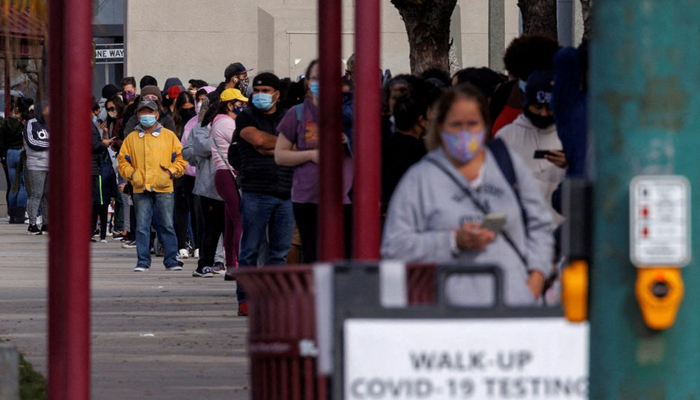 People wait outside a community center as long lines continue for individuals trying to be tested for COVID-19 during the outbreak of the coronavirus disease (COVID-19) in San Diego, California, US, January 10, 2022. — Reuters