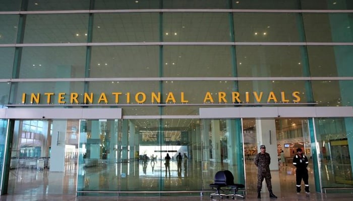 Airport Security Force (ASF) personnel stand guard at the International arrivals area during a media tour of the newly-built Islamabad International Airport, ahead of its official opening, Pakistan April 18, 2018. — Reuters/File