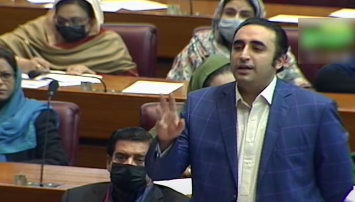 PPP Chairman Bilawal Bhutto-Zardari addressing during a session of the National Assembly in Islamabad, on January 12, 2021. Photo: Screengrab/ YouTube