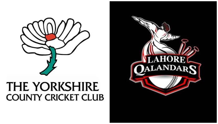 Logos of Yorkshire County Cricket Club (L) and PSL franchise Lahore Qalandars. — Twitter/File