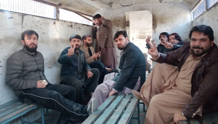 Arrested doctors posing victory signs while in police van — Screengrab via Twitter