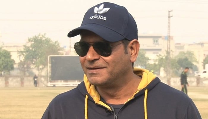 Lahore Qalandars head coach Aqib Javed speaks to Geo News in Lahore, on January 13, 2021. — Photo by reporter