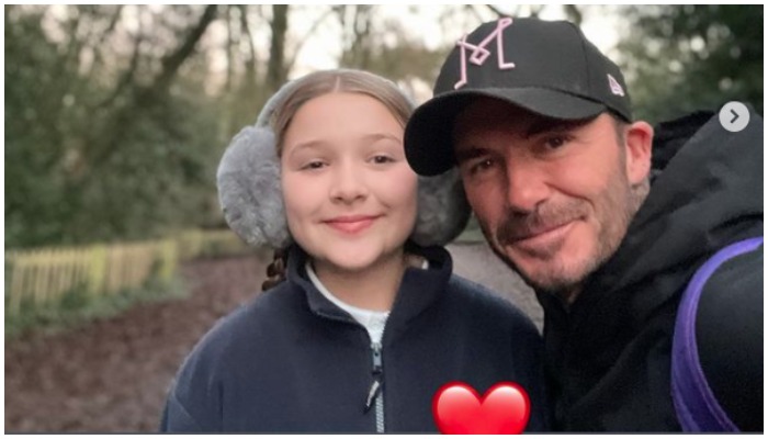 David Beckham (R) with daughter Harper — Instagram/@davidbeckham
