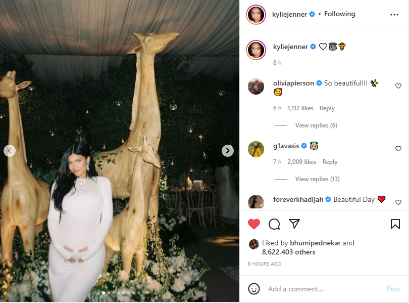 Pregnant Kylie Jenner posts photos from lavish ‘giraffe-themed’ baby shower