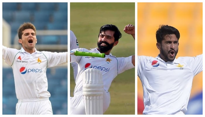 (L to R) Pakistani cricketersShaheen Shah Afridi,Fawad Alam, andHasan Ali. — AFP/File