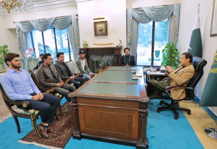 A photo of the meeting shared widely online. Photo: Lahore Qalandars Twitter