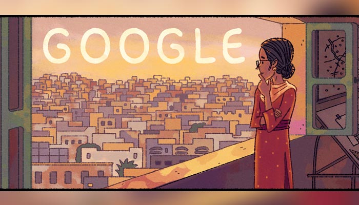 Google Doodle in honour of social worker Parween Rahman. — Google