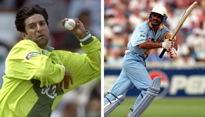 Pakistans legendry paceman, Wasim Akram (left) and Legendary India batter Mohammad Azharuddin (right). Photo:Geo.tv