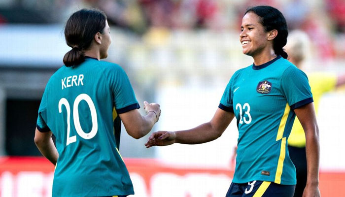 Sam Kerr and Mary Fowler HENNING BAGGER/Ritzau Scanpix/AFP