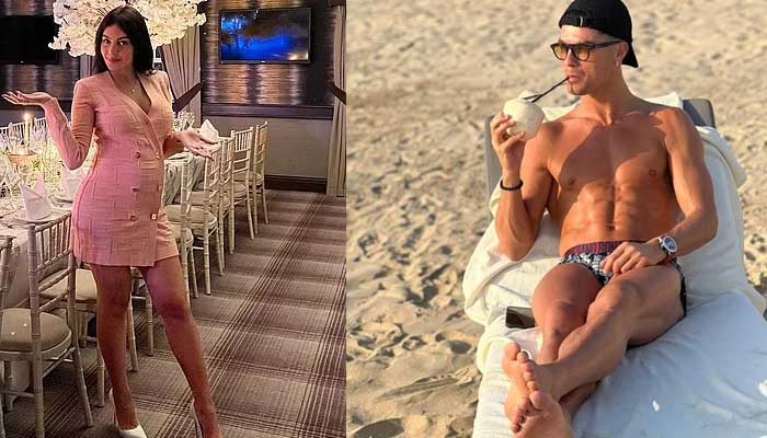 Cristiano Ronaldo shows off his chiselled abs to tease pregnant girlfriend Georgina Rodriguez